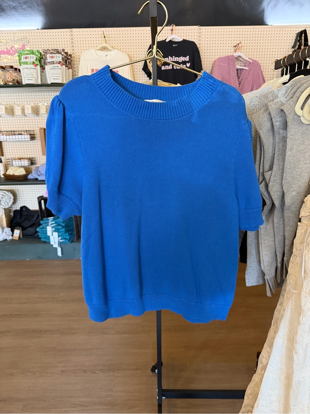 Bright Cobalt Blue Short Sleeve Knit Top